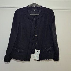 JON Classic Black 100% Linen Cropped Boxy Jacket